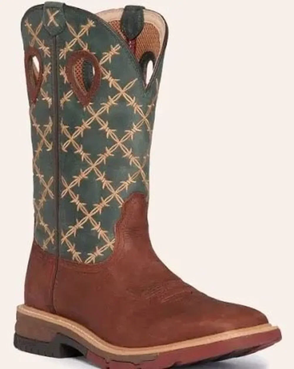Twisted X Men's Western Nano Composite Toe Work Boots Brown Teal Barbed Wire 11D